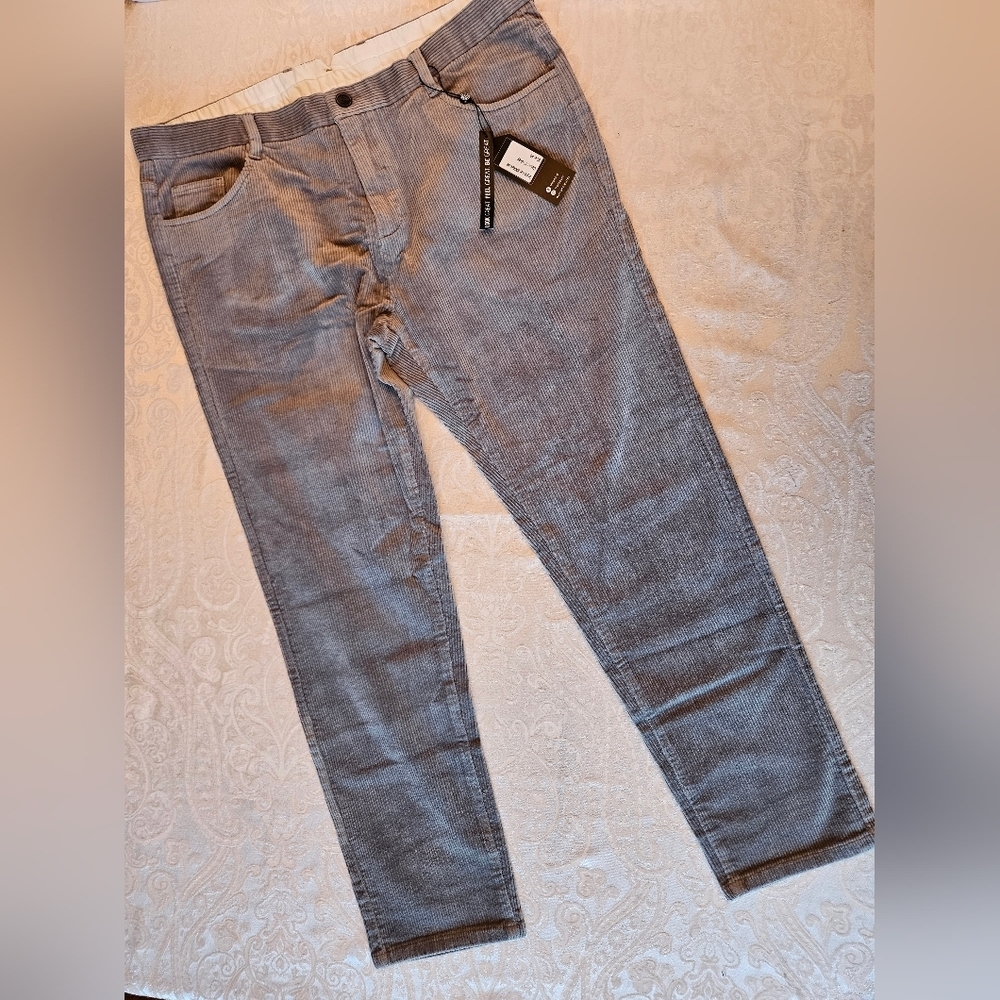 Grey Cotton Corduroy Pants, Casual, Warm, Size 42, Snover, NWT